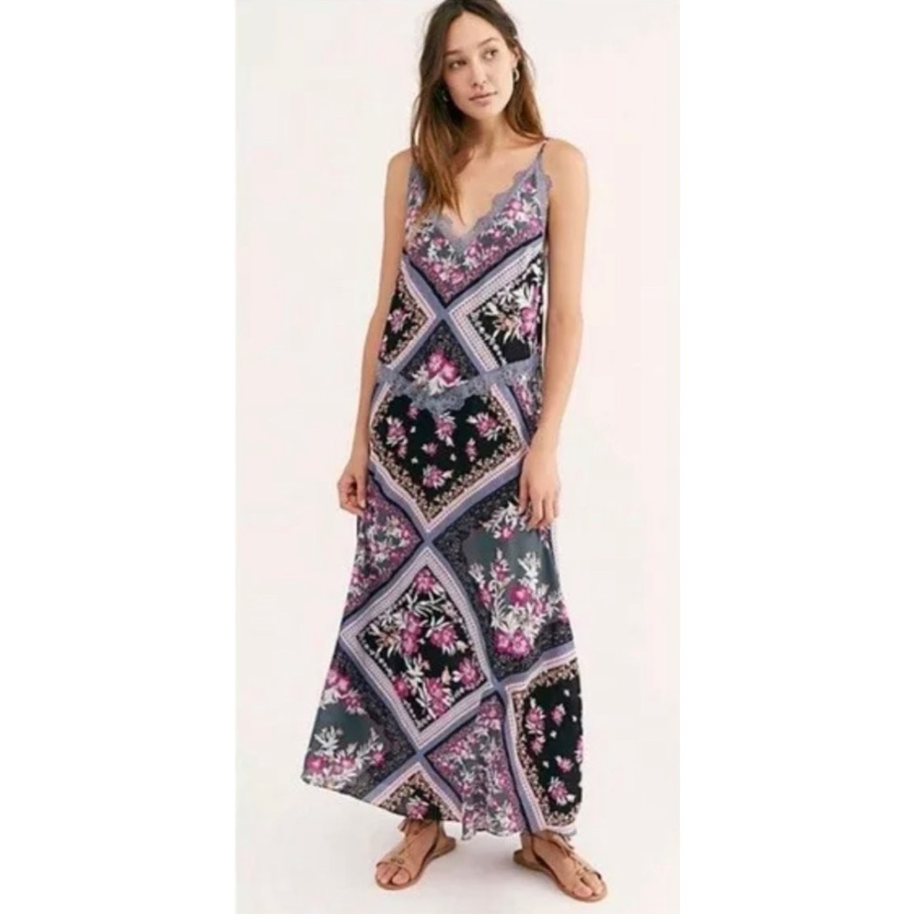 Free People Stevie Graphite Combo Maxi Dress XS